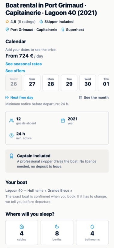 Its free days — screen of the GlideBlue application