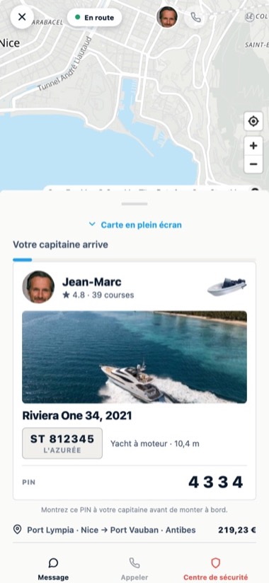 Écran de l'application GlideBlue