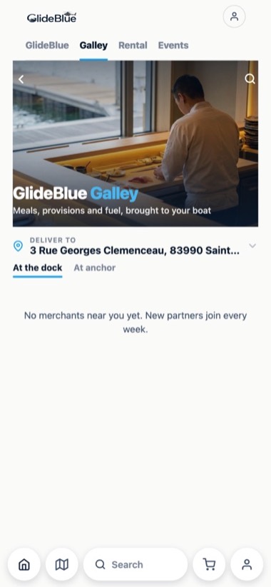 Galley — screen of the GlideBlue application