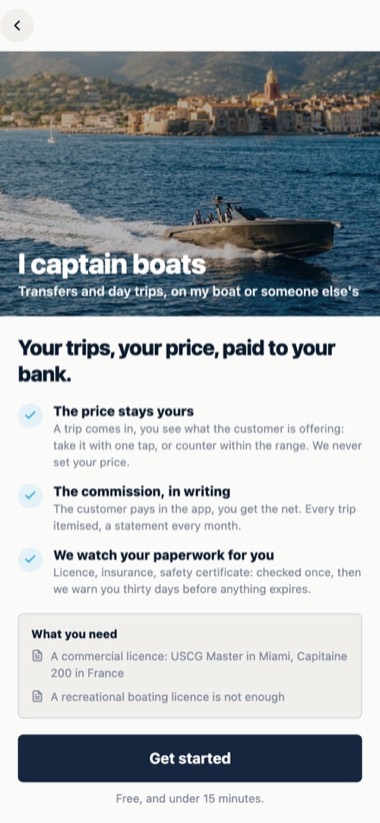 Their public page — screen of the GlideBlue application